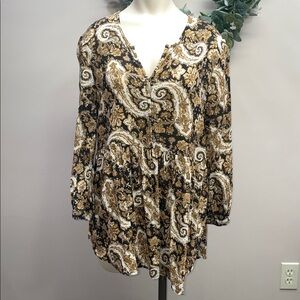 ecote Urban Outfitters Asta Boho Paisley Print Babydoll Tunic Top S